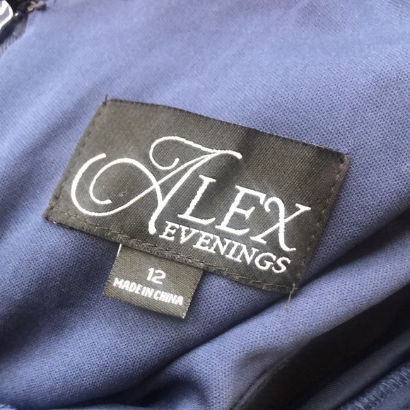 Alex Evenings Long Surplice Neckline Velvet Dress with Tulip Overlay Hem Skirt - Picture 6 of 7